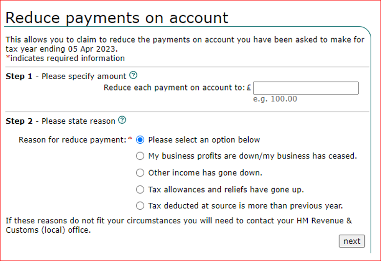 step 4 reduce payment on account